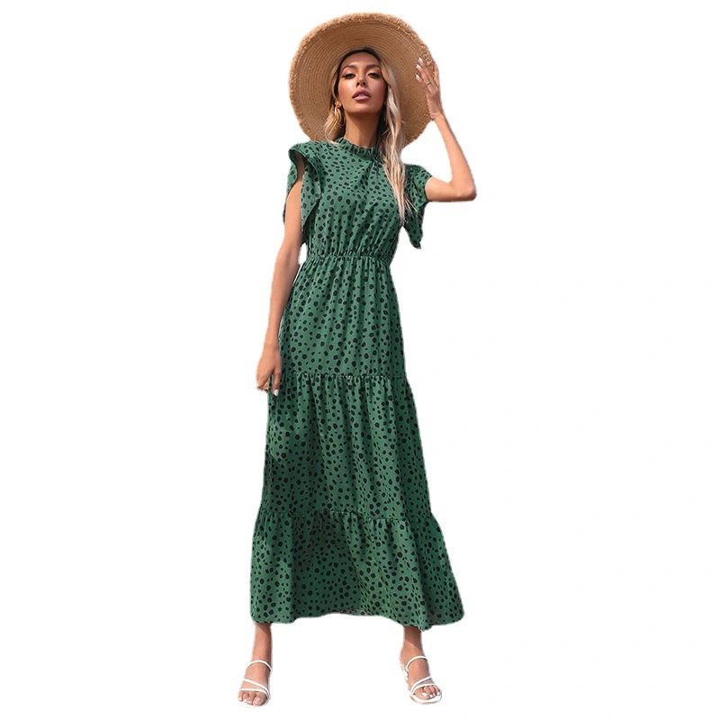 Loose Printed Long Skirt Short Sleeve Dress
