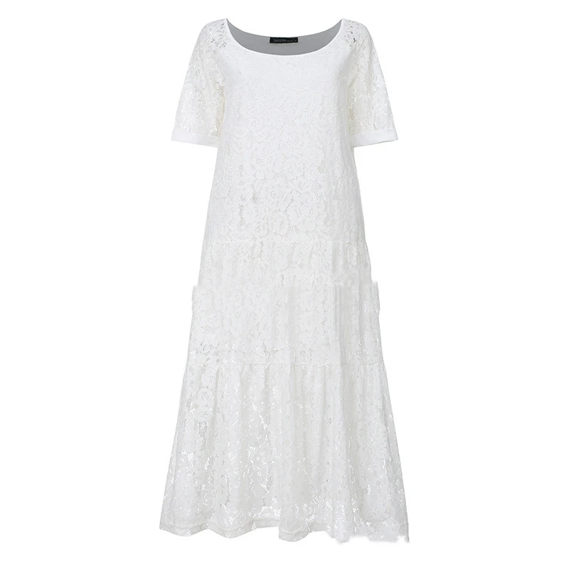 High-end Round Neck Lace Dress