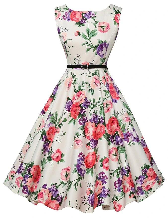 Sleeveless Retro Dress With Big Swing And Belt