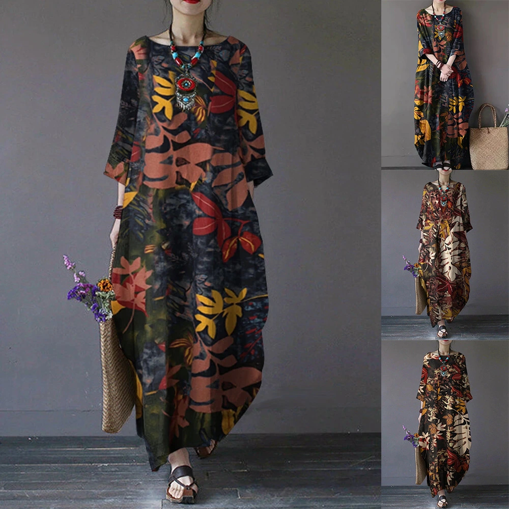 Women's Loose Three-quarter Sleeve Long Dress