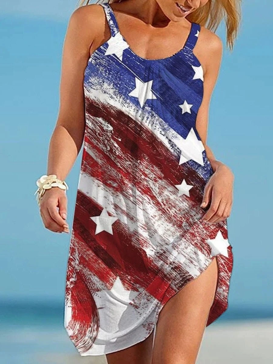 Summer Women's Casual Sling Dress With Big Swing