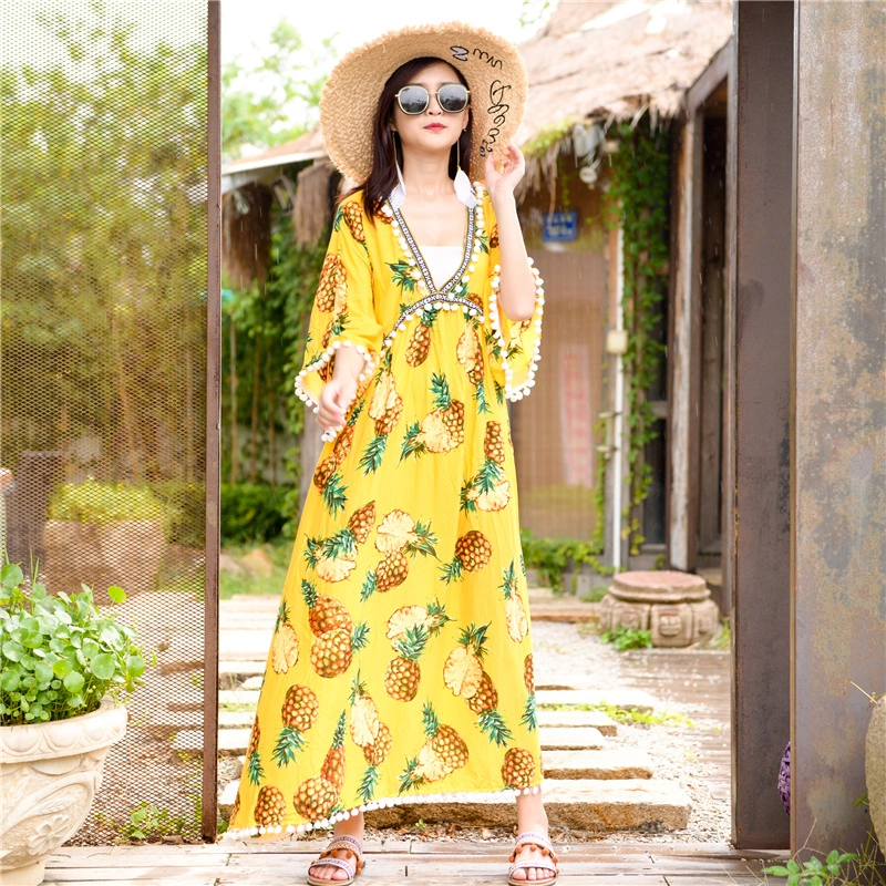 Loose Bat Sleeve Dress With Fringe