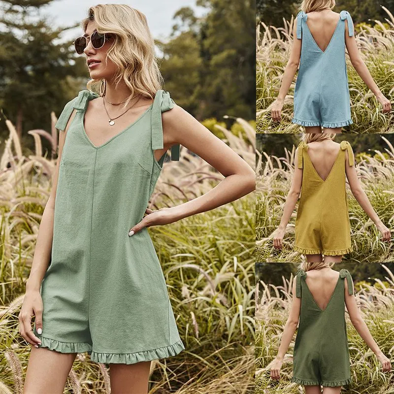 One-piece Shorts With Bow Tie And Wood Ears