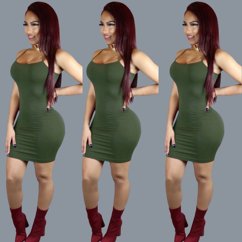 Pure Color Nightclub Bandage Skirt Vest Skirt