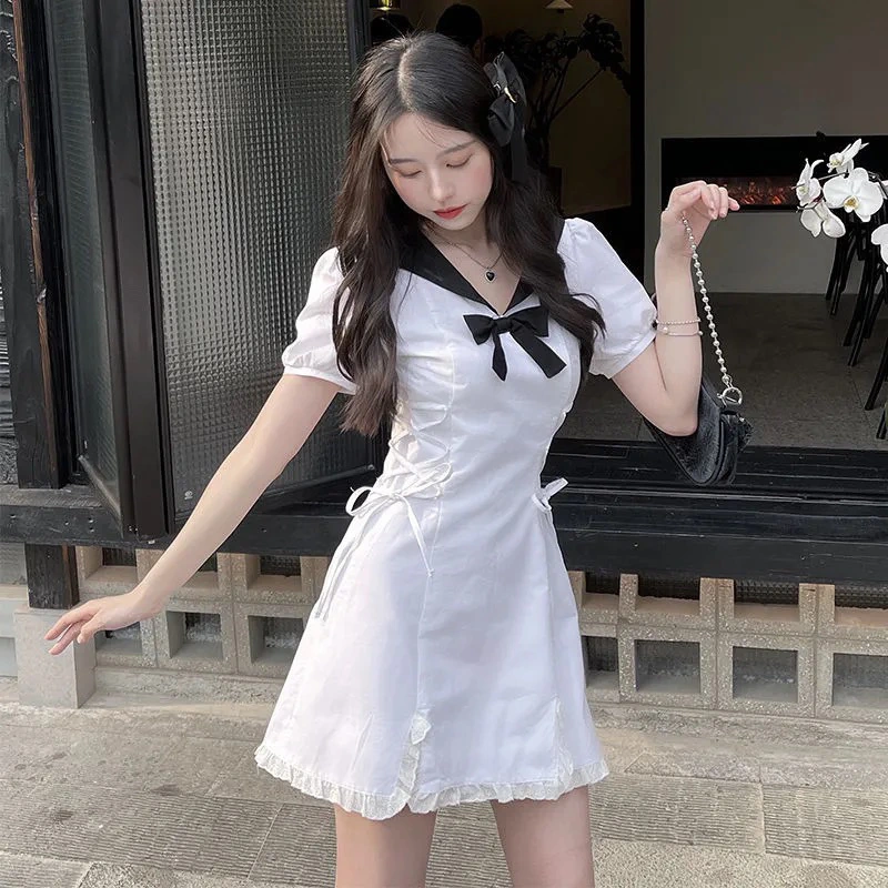 Bow Tie Tie Waist Slimming Lace Skirt