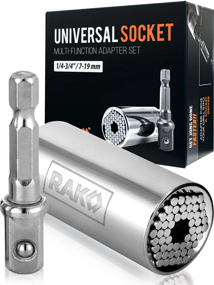 RAK Universal Socket Tool Stocking Stuffer Gifts for Men - Super Socket Gifts for Him - Adjustable Grip Socket Adapter Set for Husband, Mechanic, Handyman, Tools for Men - Christmas Gifts