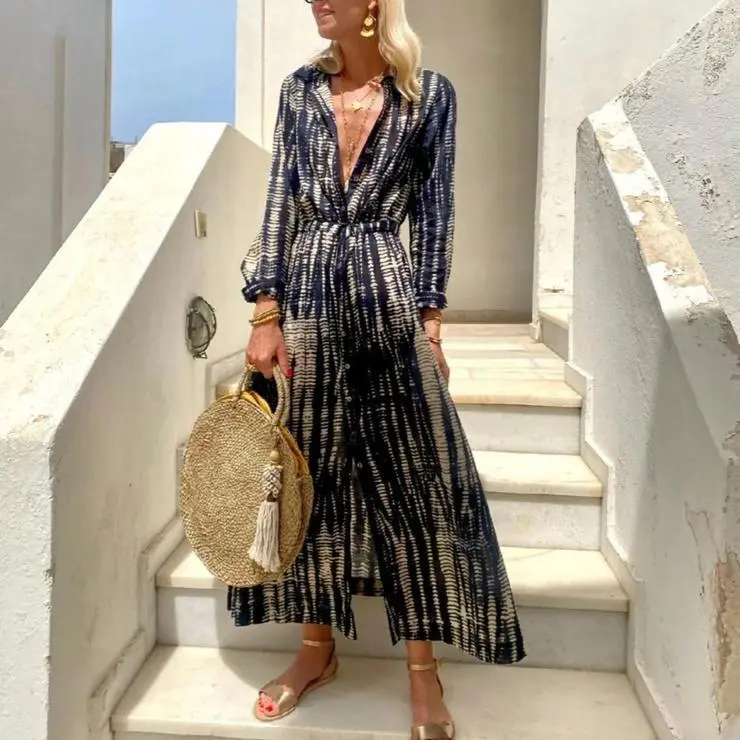 Tie-dye Printed Cardigan Beach Skirt Sunscreen Long Skirt
