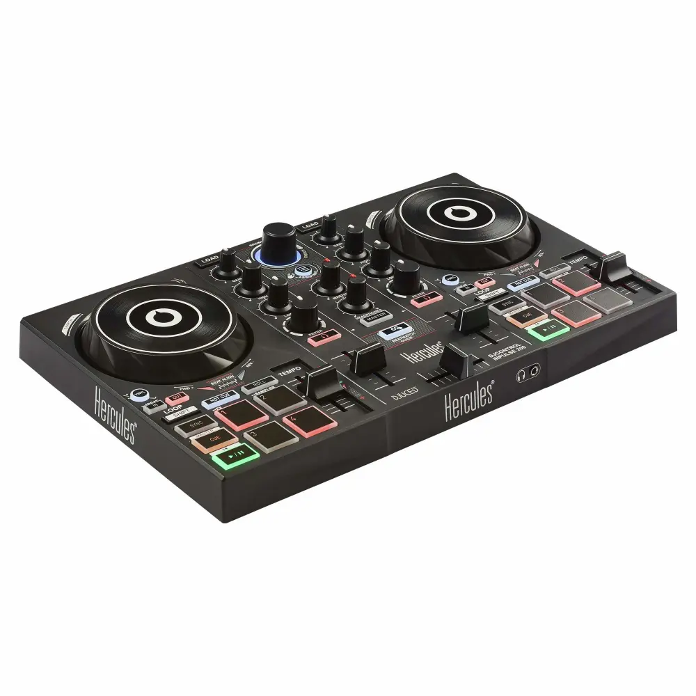 Hercules DJControl Inpulse 200 – DJ controller with USB, ideal for beginners learning to mix - 2 tracks with 8 pads and sound card - Software and tutorials included