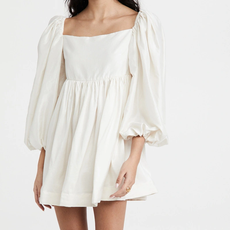 Solid Color Five-point Sleeve Dress