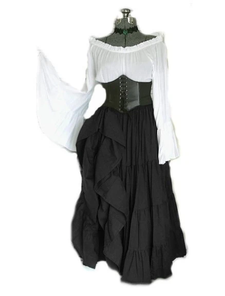 Retro Women's Dress With One-shoulder Flared Sleeves Waist Folds And Irregular Hem