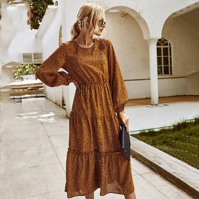 Women's Round Neck Polka Dot Dress