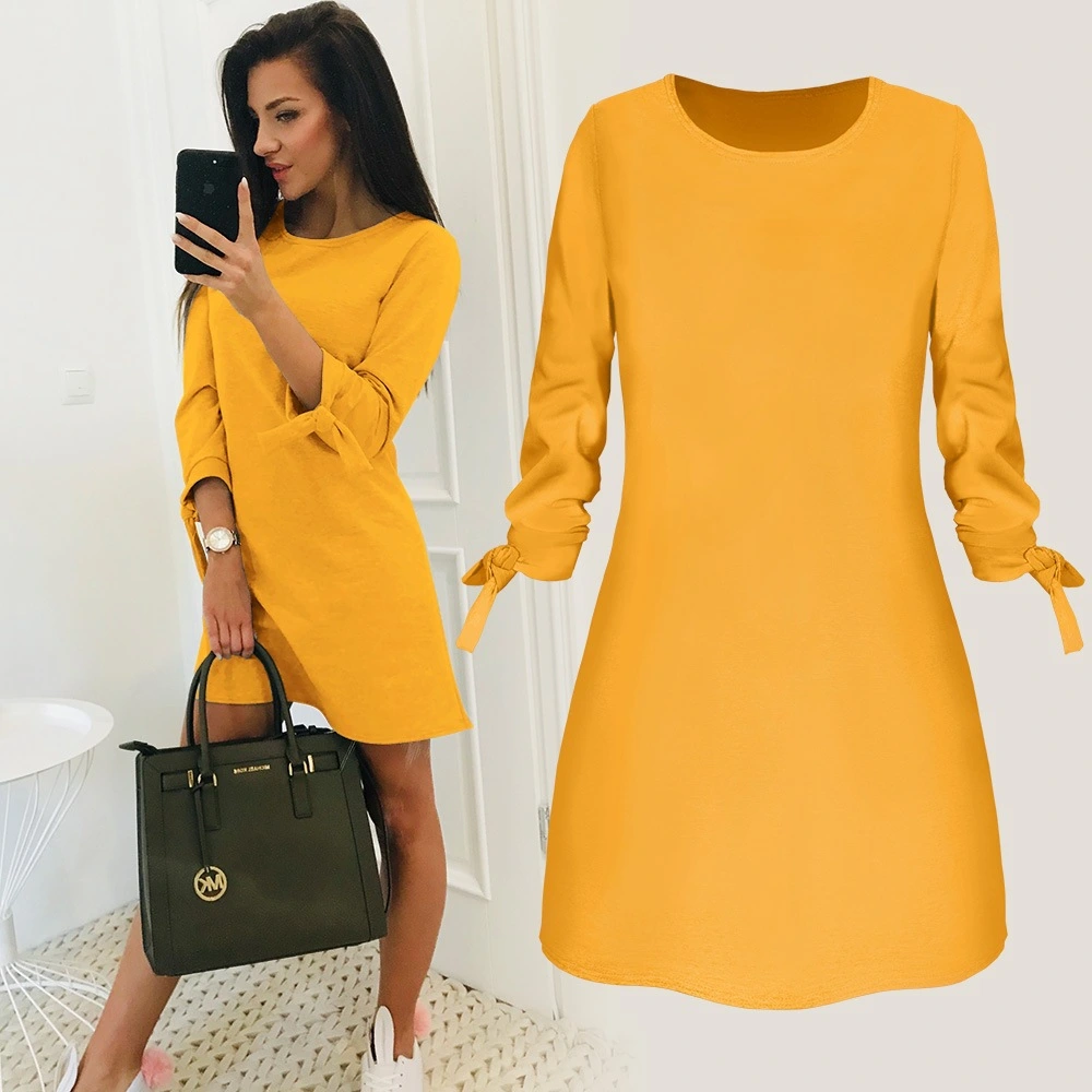 European And American Solid Color Dress