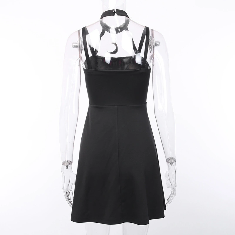 Halter Neck Dress With Suspenders And Collar