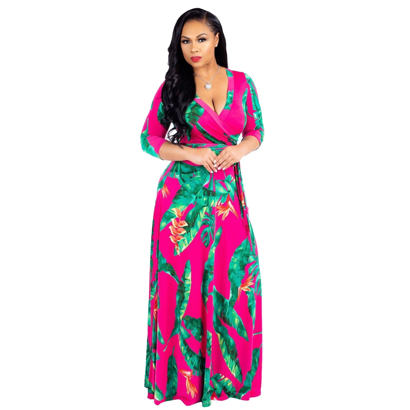 Digital Print European And American Fashion Style Big Swing Skirt Dress