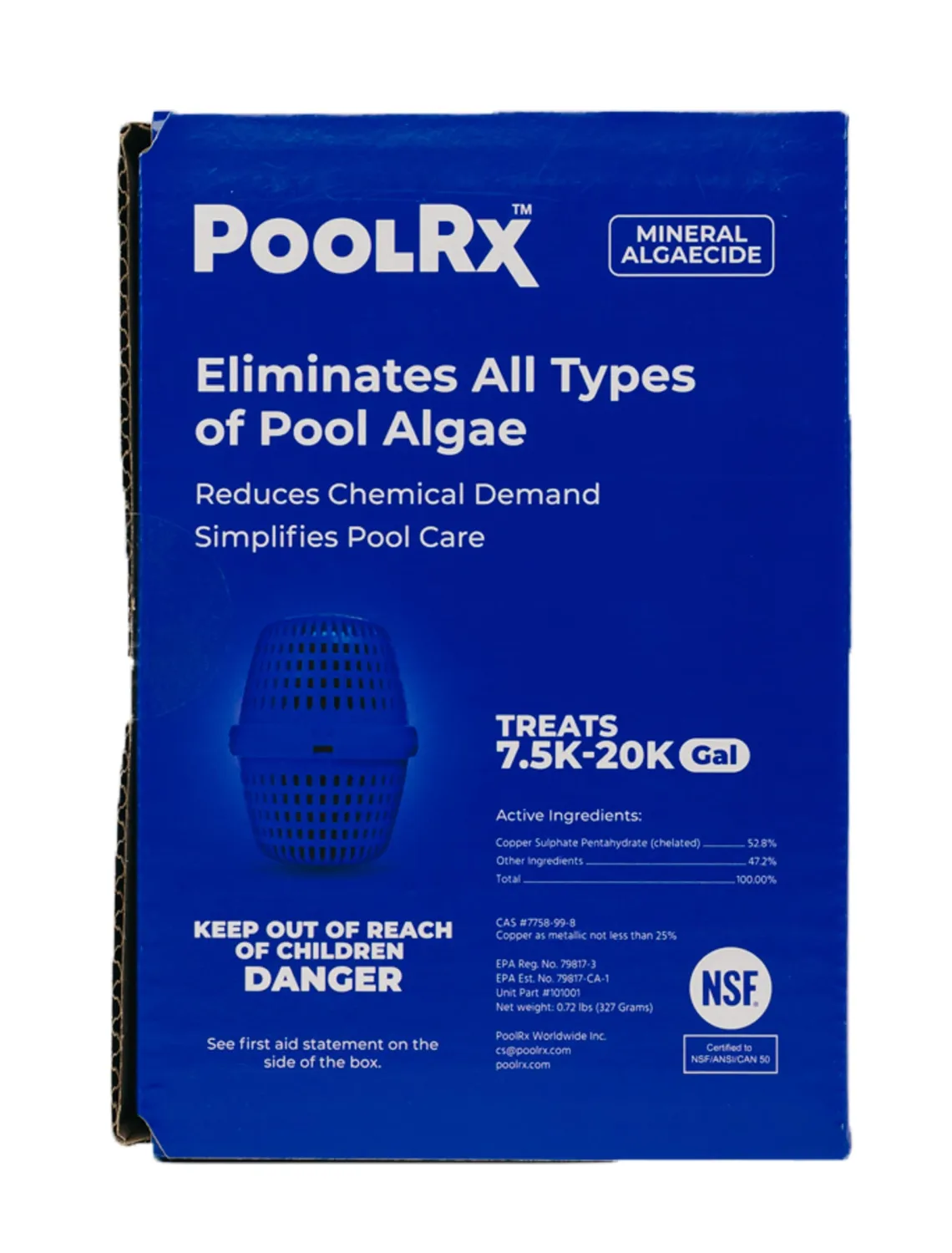 Pool RX 101001 6 Month Algaecide Blue Treats 7.5k-20k gallons, Single, Unit