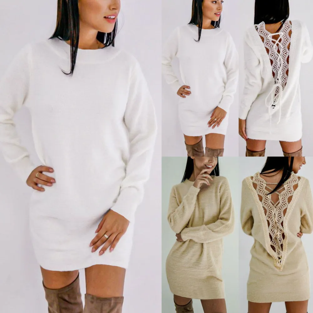 Polar fleece long sleeve mid-length dress