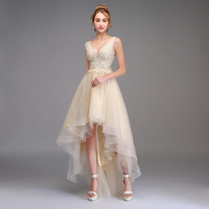 Sexy V-neck Lace Mid-length Annual Party Dress