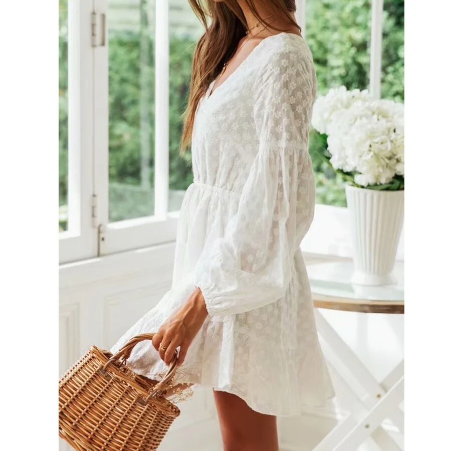 Women's long sleeve lace mini dress