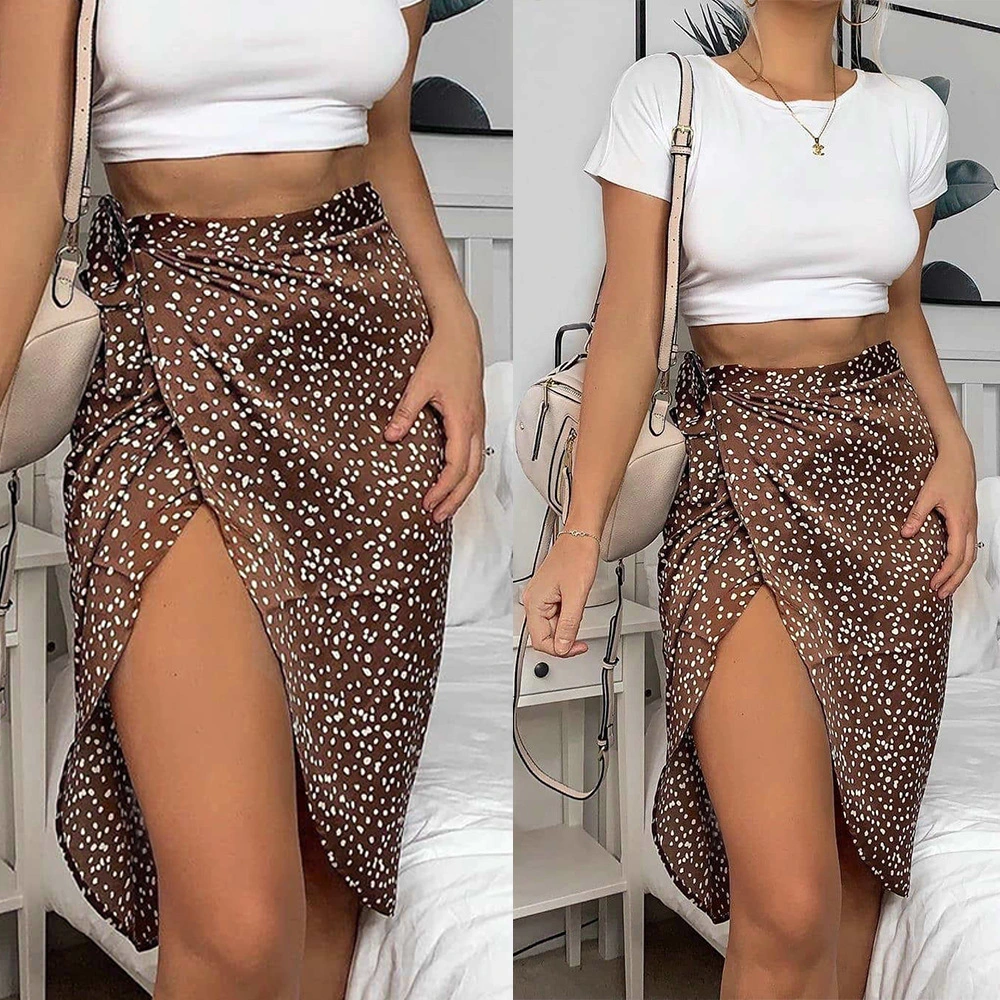 Lace-up print skirt
