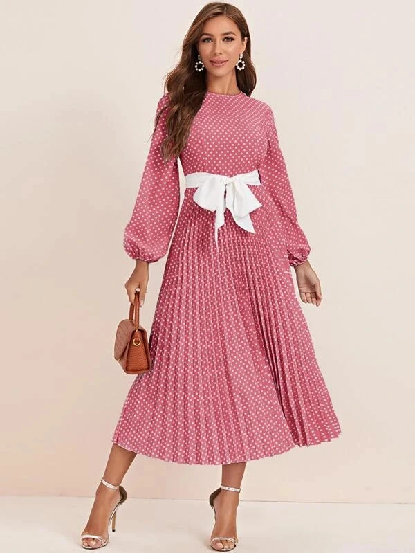 Polka dot long sleeve dress