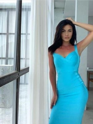 Quality Yellow Green Red Bodycon Evening Dress