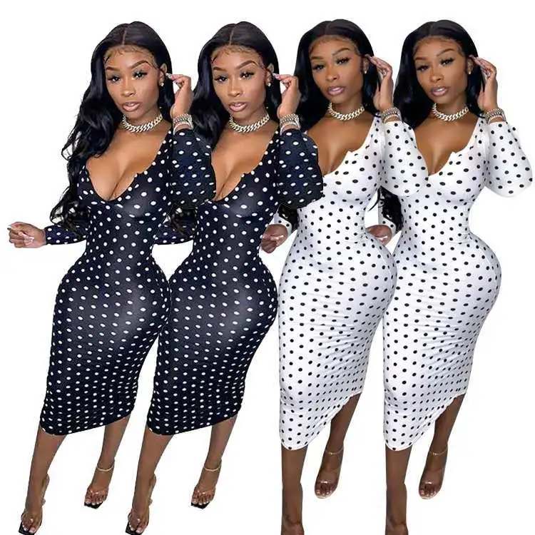 Women's explosive fashion sexy polka dot dress