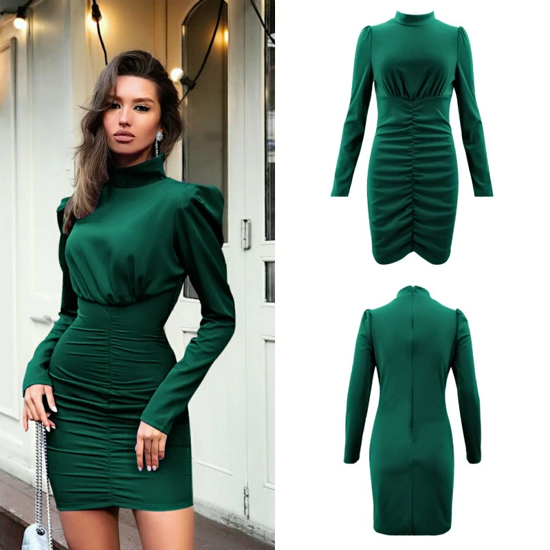 Hip pleated dress