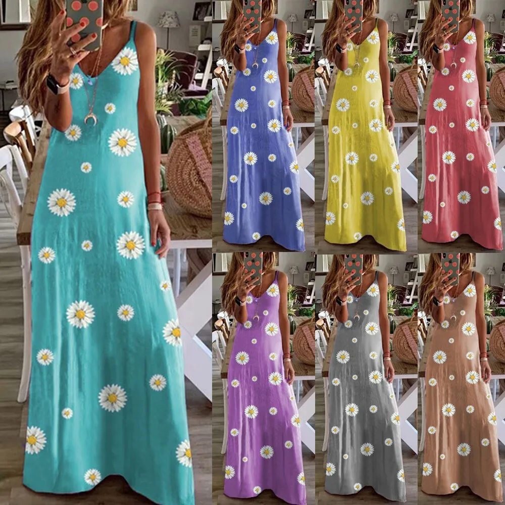 Long jumpsuit with loose printed vest