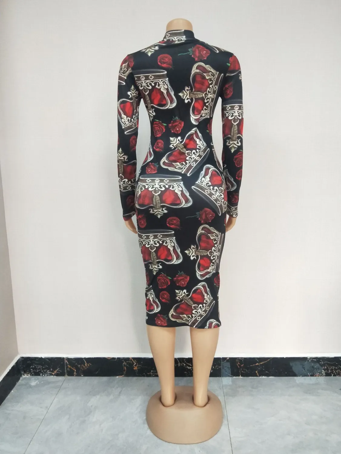 Printed zipper dress