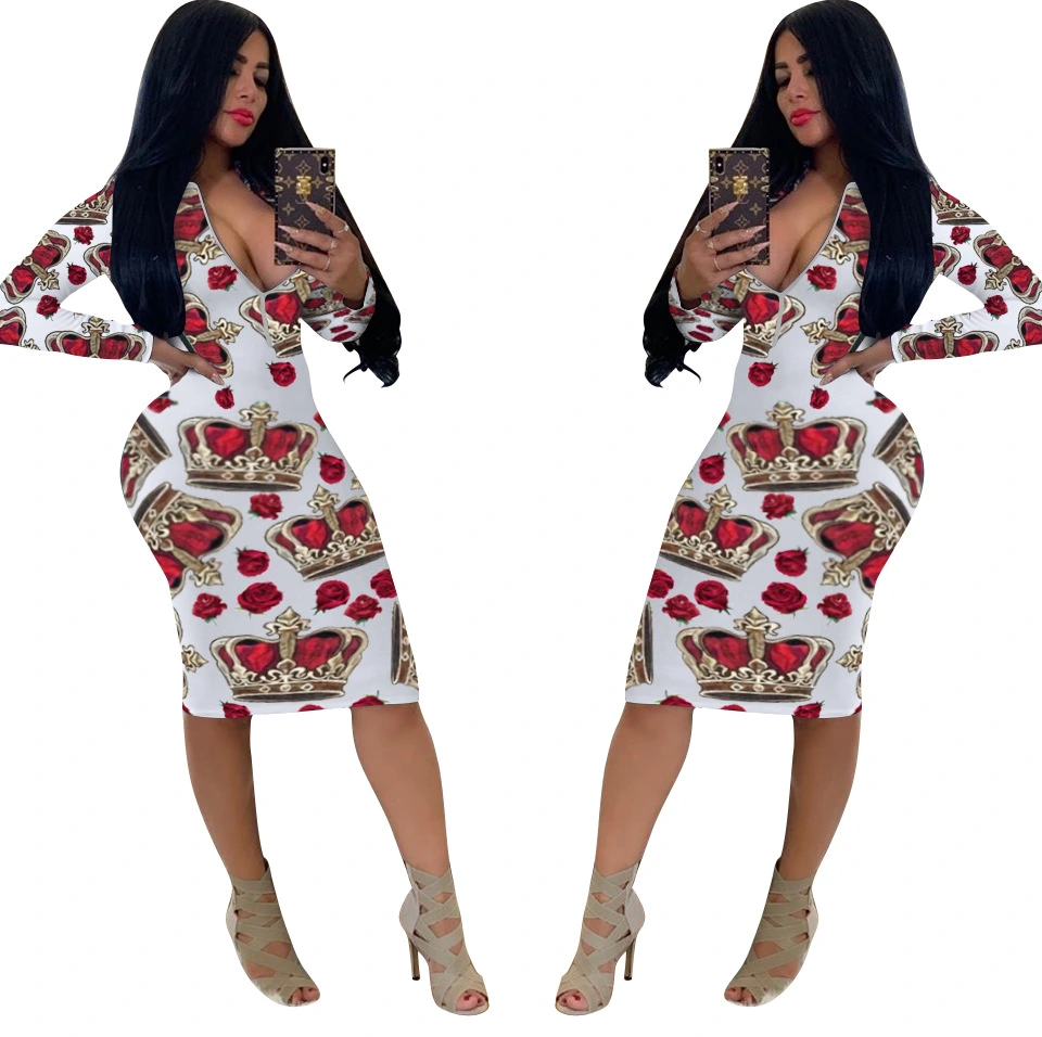 Printed zipper dress