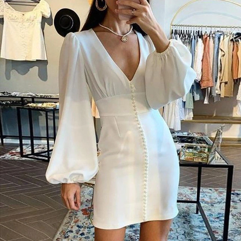 Long-sleeved waist pencil skirt midi skirt