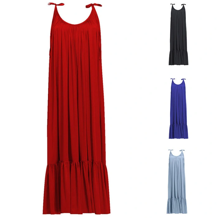 Large swing solid color halter dress