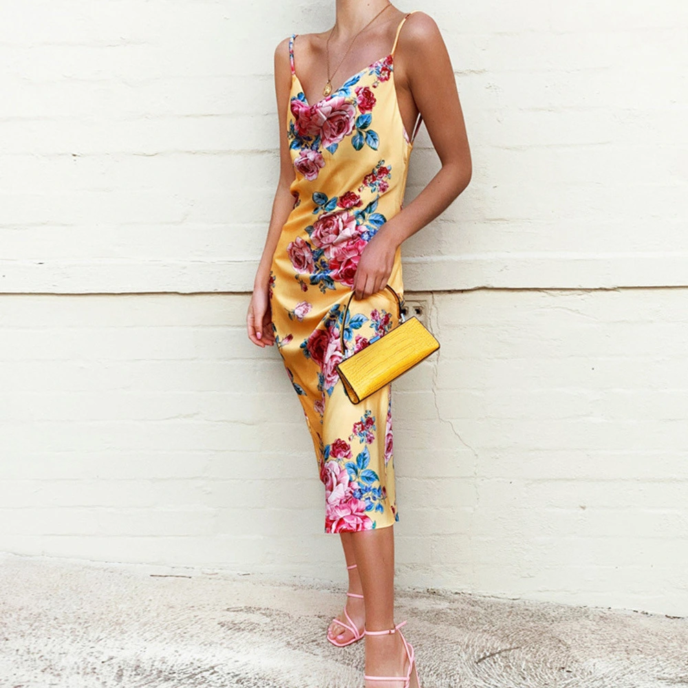 Printed suspender dress