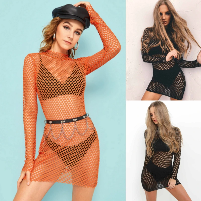 Sexy mesh cutout casual tight dress