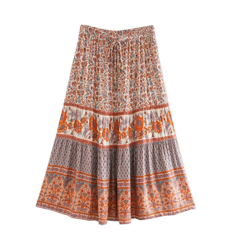 Draw line positioning printed half skirt