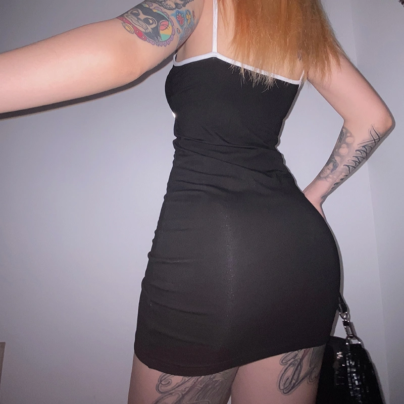 Letter print suspender skirt