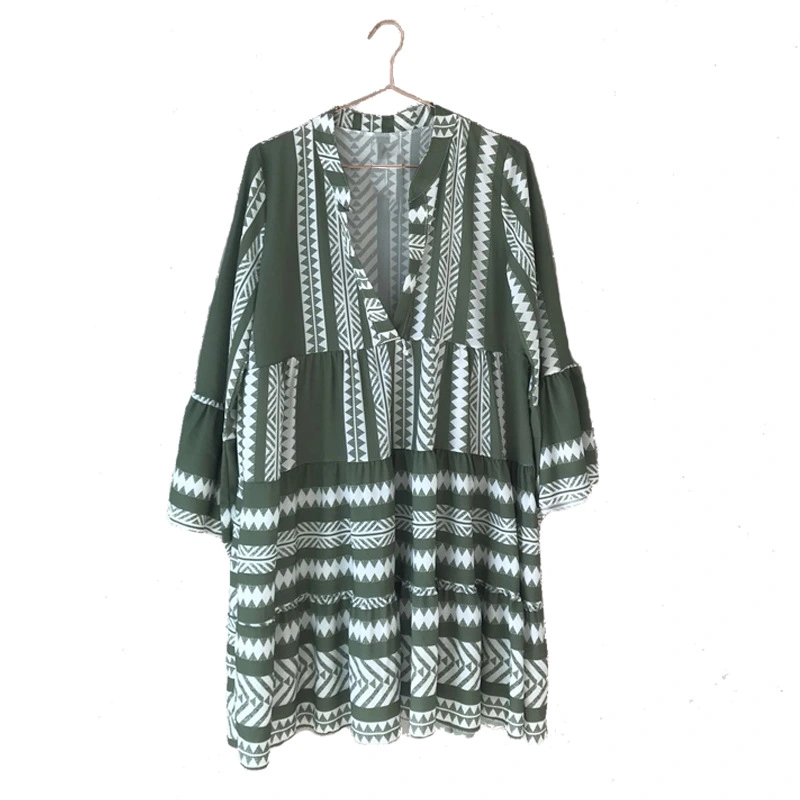 Printed dress loose fashion V-neck