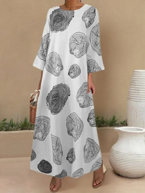 Printed round neck dress