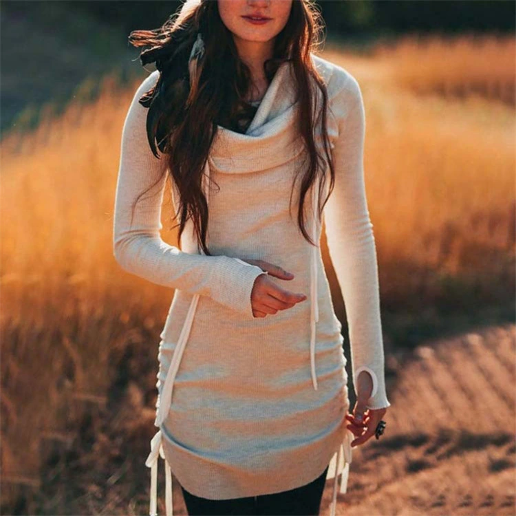 Autumn And Winter Long Hoodie Pullover With Finger Holes