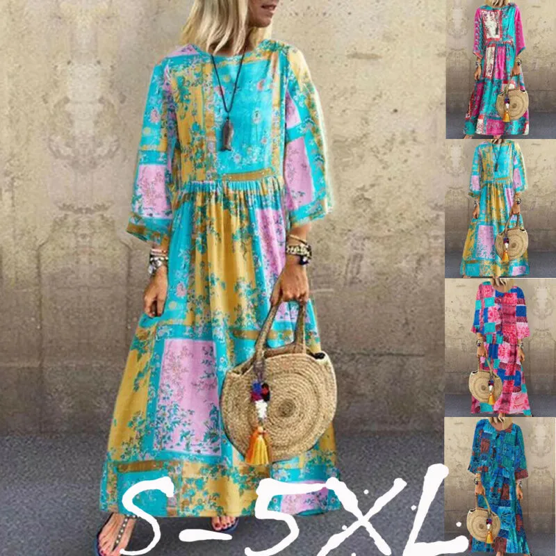 Cotton and linen print dress
