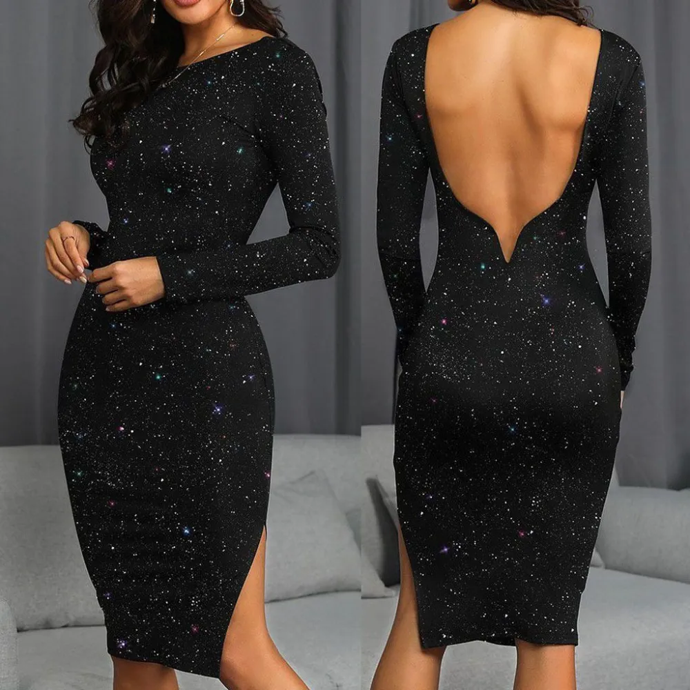 Long-sleeved stretch pencil skirt