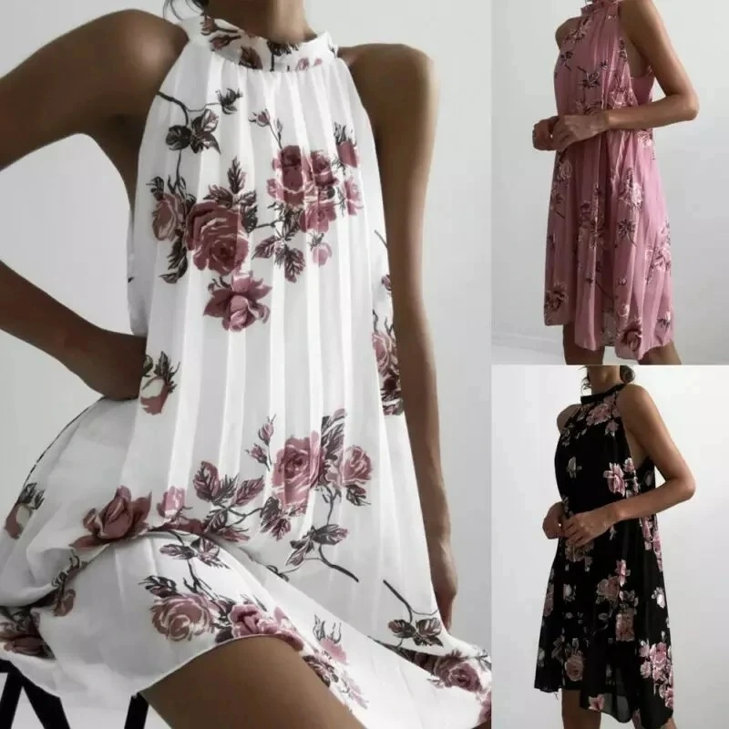 Folded sleeveless halter dress