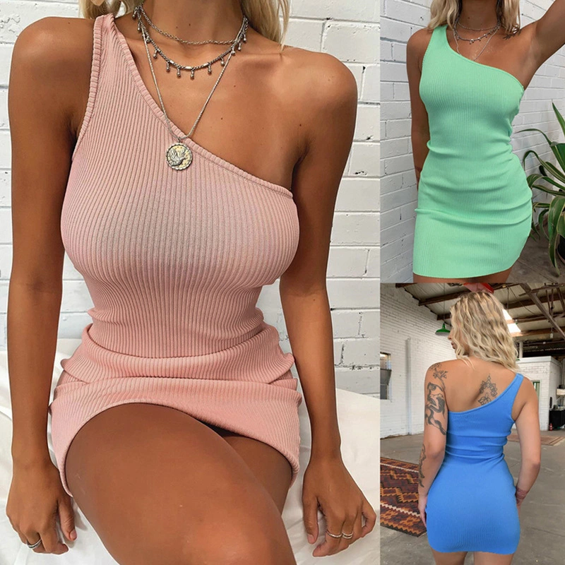 Diagonal tight skirt dress