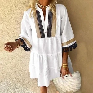 European and American bohemian loose dress short
