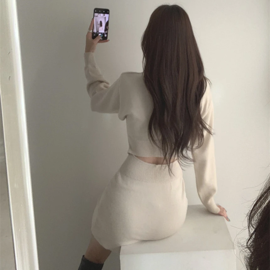 Ladies Knitted Slim Back Base Sweater Dress