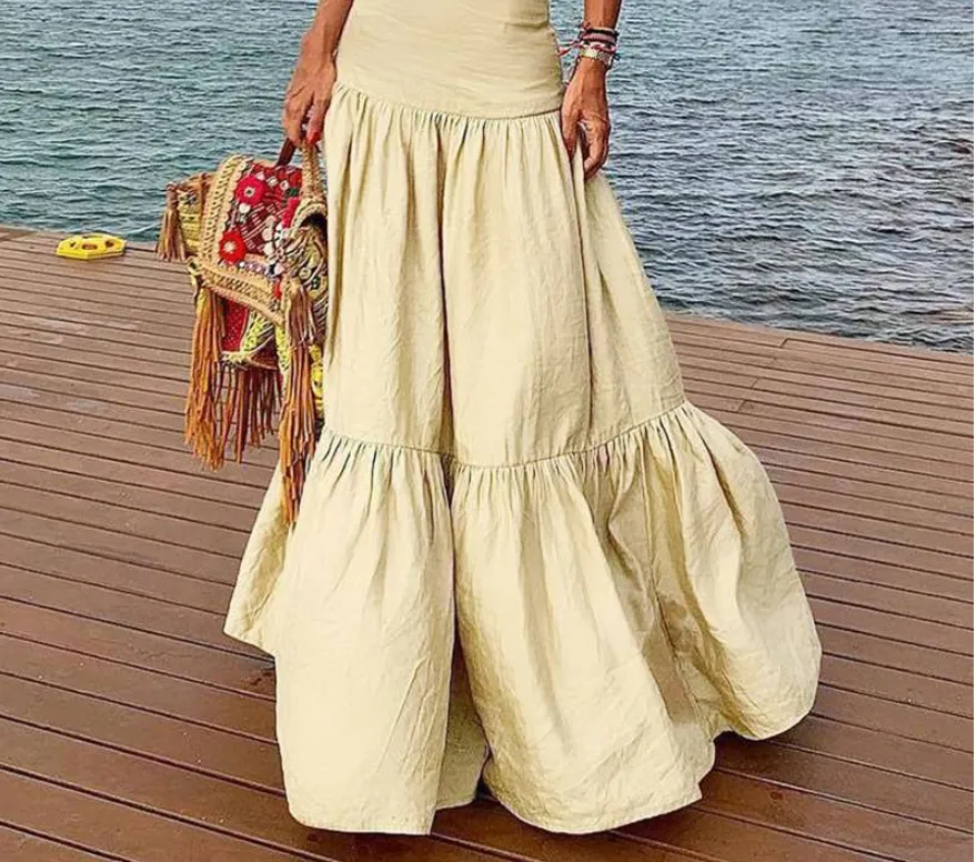 Multilayer patchwork high-waisted skirt