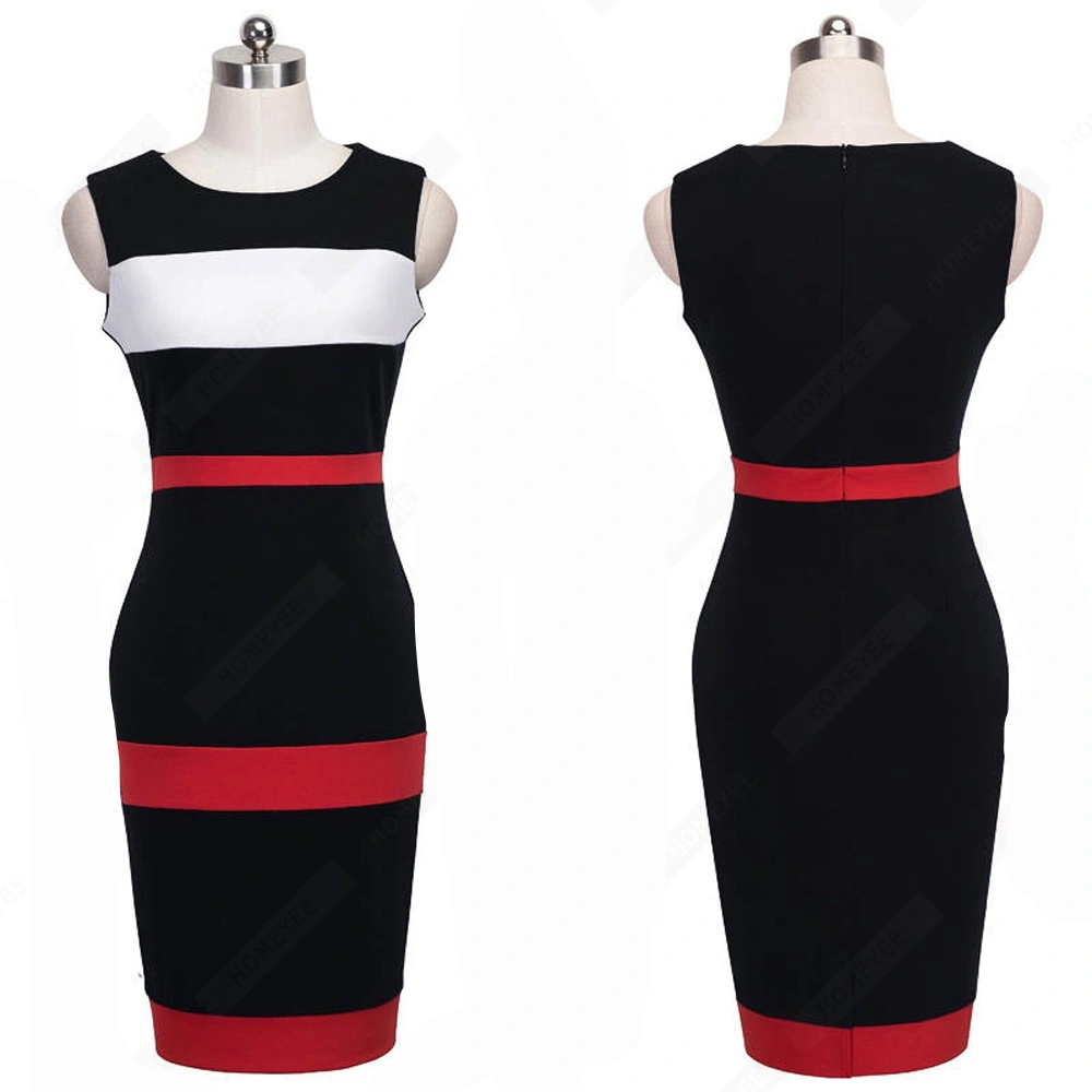 Retro Patchwork Sleeveless Women Elegant Dress
