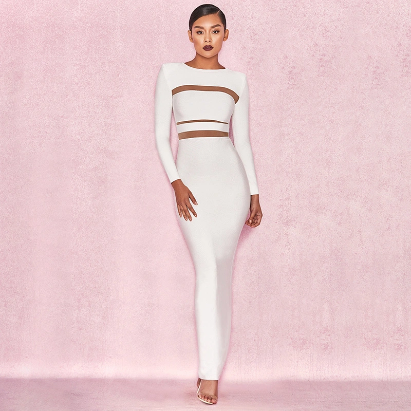 White long sleeve slim fashion dress