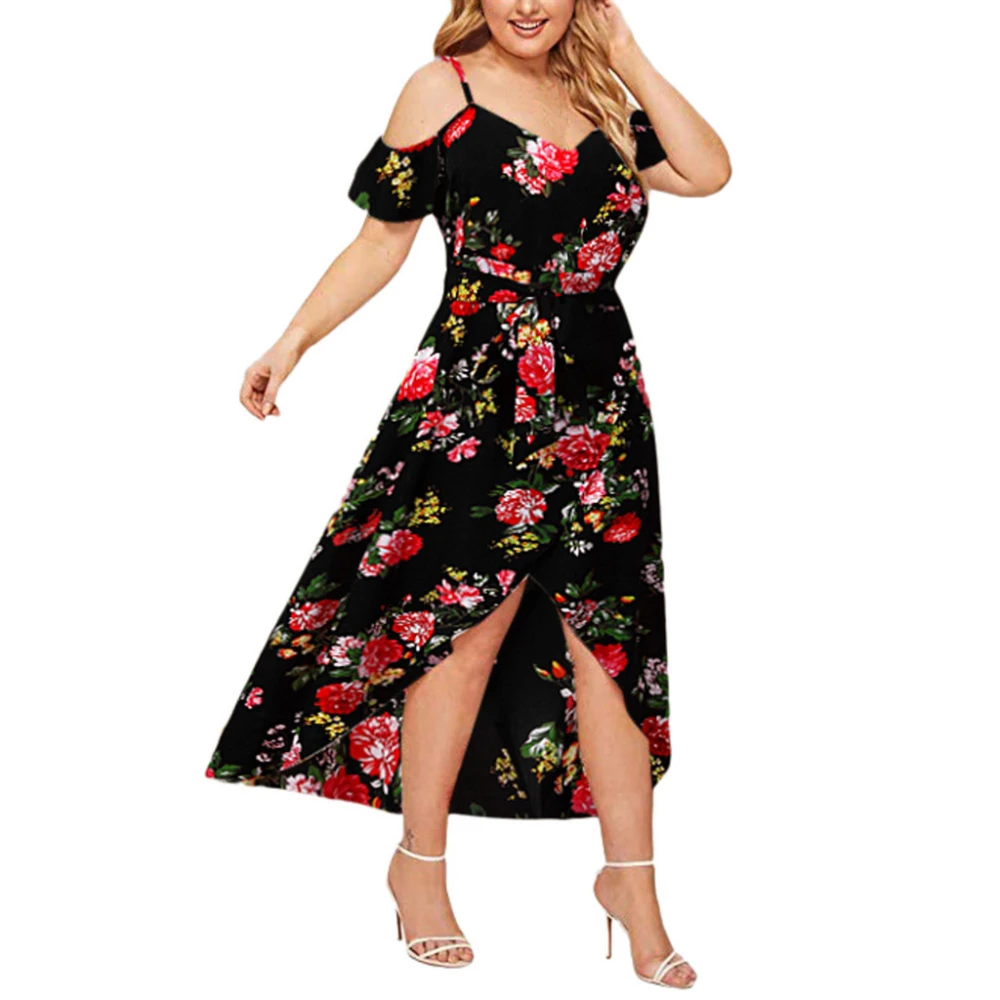 Printed sexy short sleeve dress with straps