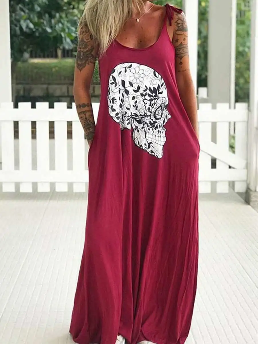 Long dress with lotus print
